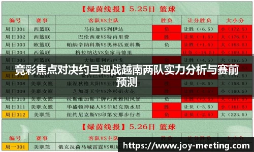 竞彩焦点对决约旦迎战越南两队实力分析与赛前预测